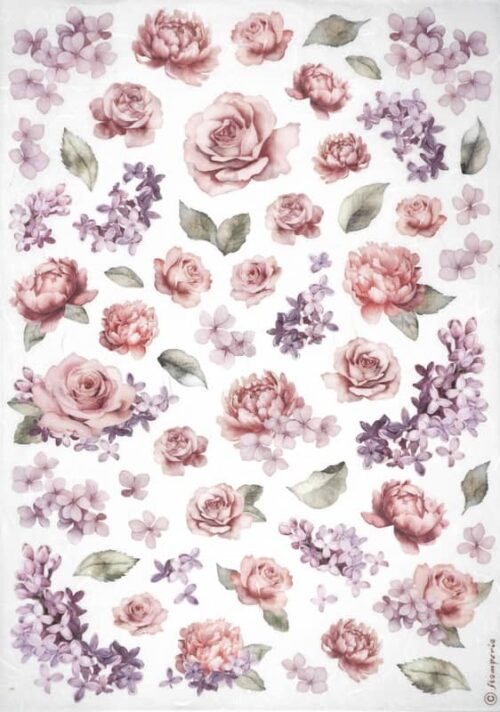 Stamperia Rice Paper A4 - Roses - DFSA4894