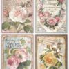 Stamperia Rice Paper A4 - 4 Card Roses - DFSA4909