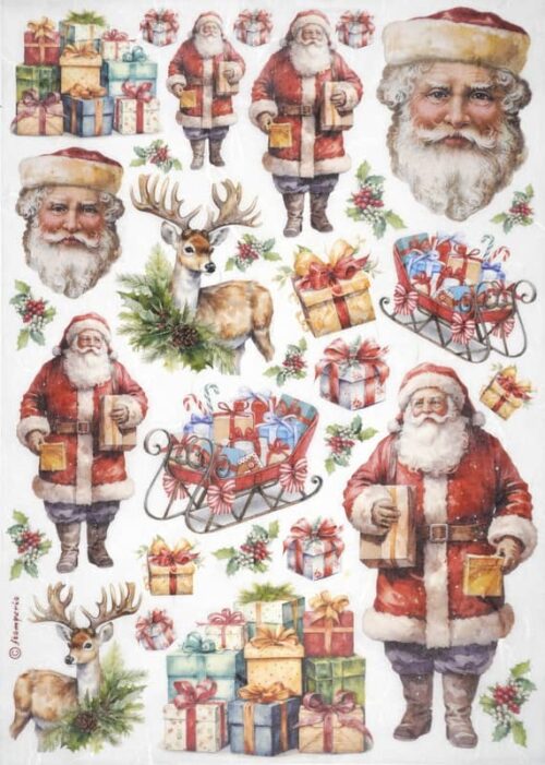 Stamperia Rice Paper A4 - Classic Christmas - Santa Claus - DFSA4919