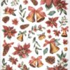 Stamperia Rice Paper A4 - Classic Christmas - Classic Christmas - Poinsettia and Bells - DFSA4921