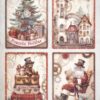 Stamperia Rice Paper A4 - Gear up for Christmas - 4 Cards - DFSA4935