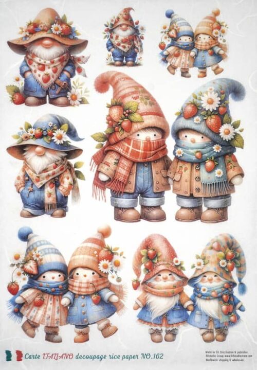 AB Studio Decoupage Rice Paper A/4 - Strawberry Gnome - 162