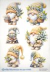 AB Studio Decoupage Rice Paper  A/4 - Whimsical Gnome - Floral & Mushroom Motifs 320MV