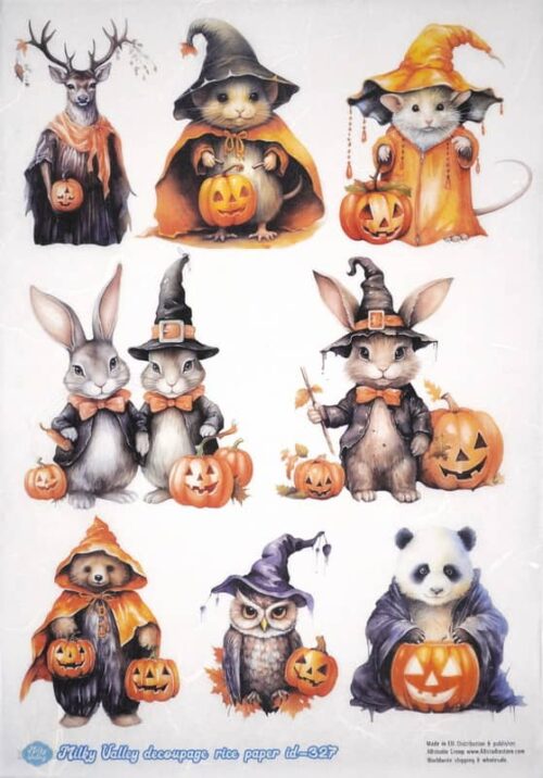 AB Studio Decoupage Rice Paper A/4 - Halloween Animals - 327