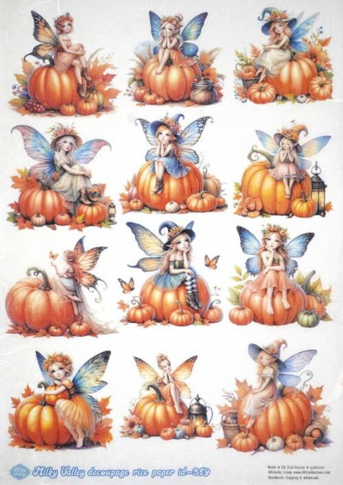 AB Studio Decoupage Rice Paper  A/4 - Autumn Flower Fairies - 359