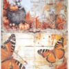 AB Studio Decoupage Rice Paper  A/4 - Autumn Whimsy - Butterflies, Bunnies, Leaves & Pumpkins