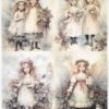 AB Studio Decoupage Rice Paper  A/4 - Christmas Angel - Musical Angels, Holly, Ribbons & Stars