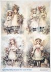 AB Studio Decoupage Rice Paper  A/4 - Christmas Angel - Musical Angels, Holly, Ribbons & Stars