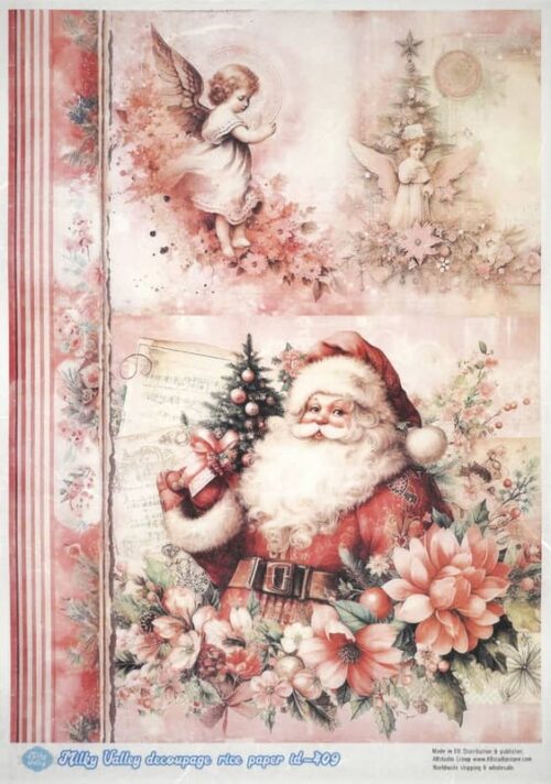 AB Studio Decoupage Rice Paper  A/4 - Christmas - Santa & Angels Design 409MV