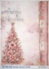 AB Studio Decoupage Rice Paper A/4  - Pink Christmas Tree & Music Notes - 410MV