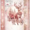 AB Studio Decoupage Rice Paper A/4 - Reindeer & Carriage Design - 411MV