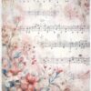 AB Studio Decoupage Rice Paper  A/4 - Music Notes & Floral Design 412MV