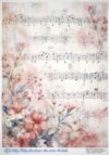 AB Studio Decoupage Rice Paper  A/4 - Music Notes & Floral Design 412MV