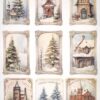 Collection of vintage holiday cards with winter scenes, ornate borders, and classic designs. Ideal for festive crafts and decorations