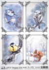 AB Studio Decoupage Rice Paper A/4 - Winter Birds and Squirrel Scenes - 2055