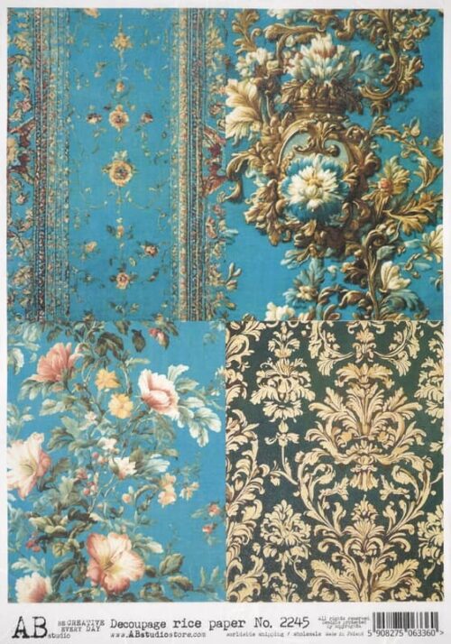 AB Studio Decoupage Rice Paper  A/4 - Baroque Floral Elegance - 2245