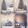 AB Studio Decoupage Rice Paper  A/4 - Rustic Cabin and Snowy Pine Trees - 2381