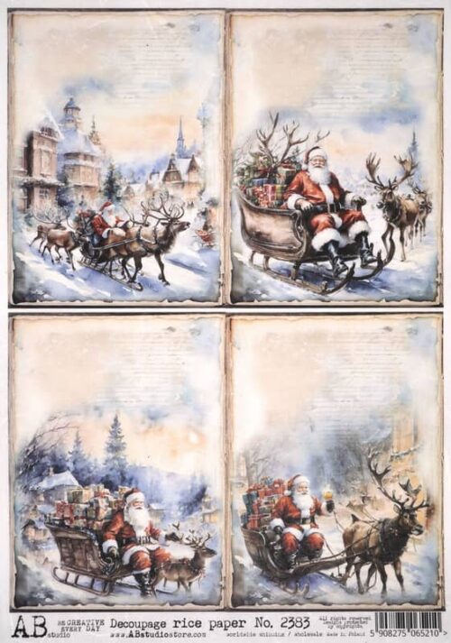 AB Studio Decoupage Rice Paper  A/4 - Santa’s Sleigh Ride - 2383