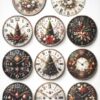 AB Studio Decoupage Rice Paper  A/4 - Vintage Christmas Clocks - 2403