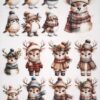 AB Studio Decoupage Rice Paper  A/4 - Vintage Festive Animals in Winter Attire - 2425