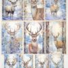 AB Studio Decoupage Rice Paper  A/4 - Vintage Stag Winter Scenes - 2449