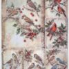 AB Studio Decoupage Rice Paper  A/4 - Vintage Winter Birds on Branches - 2684