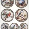 AB Studio Decoupage Rice Paper  A/4 - Vintage Bird & Floral Craft Circles - 2689