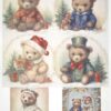 AB Studio Decoupage Rice Paper  A/4 - Vintage Teddy Bears Christmas Craft