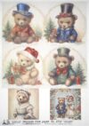 AB Studio Decoupage Rice Paper  A/4 - Vintage Teddy Bears Christmas Craft