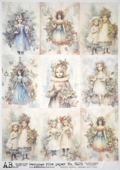 AB Studio Decoupage Rice Paper  A/4 - Vintage Angels Collection - 5678