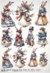 AB Studio Decoupage Rice Paper A/4 - Christmas Bunnies -5689