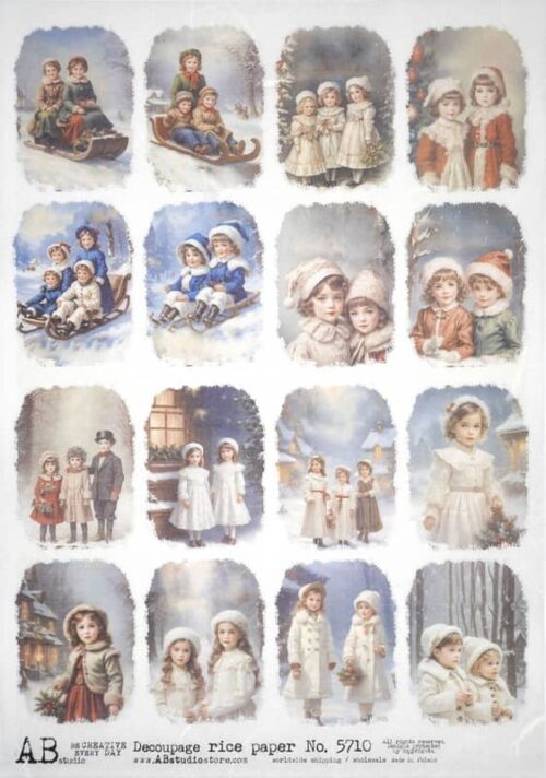 AB Studio Decoupage Rice Paper A/4 - Vintage Winter - 5710