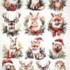 AB Studio Decoupage Rice Paper  A/4 - Festive Woodland Creatures - 5742