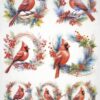 AB Studio Decoupage Rice Paper  A/4 - Red Cardinal Elegance - 5749