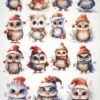 AB Studio Decoupage Rice Paper  A/4 - Whimsical Owls in Winter Attire - 5759