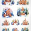 AB Studio Decoupage Rice Paper  A/4 - Gingerbread Winter Cottages - 5767