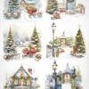 AB Studio Decoupage Rice Paper  A/4 - Charming snowy scene - 5768