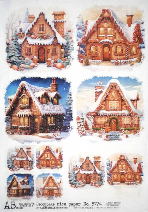 AB Studio Decoupage Rice Paper  A/4 - Gingerbread Winter Wonderland - 5774