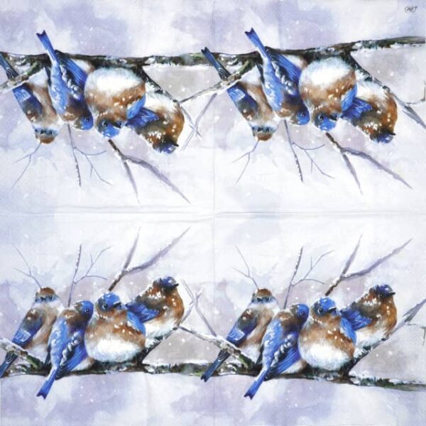 Paper Napkin - Cuddly Birdies blue