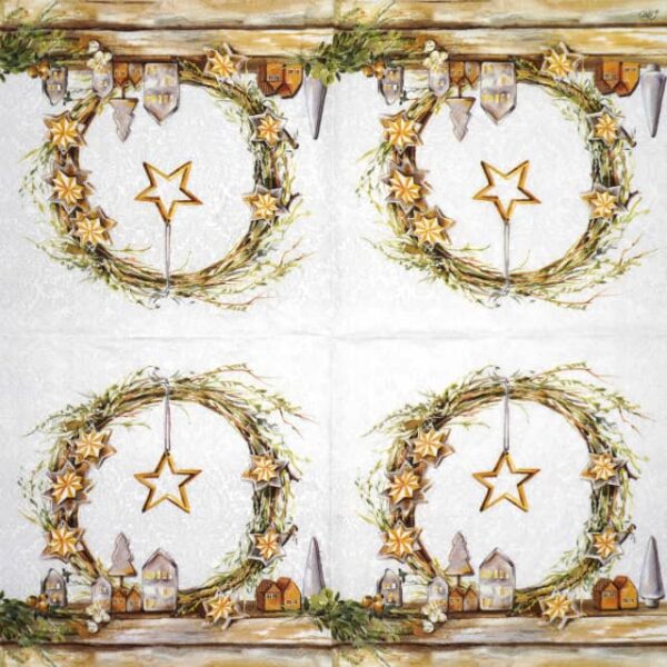 Paper Napkin - bright shining golden wreath