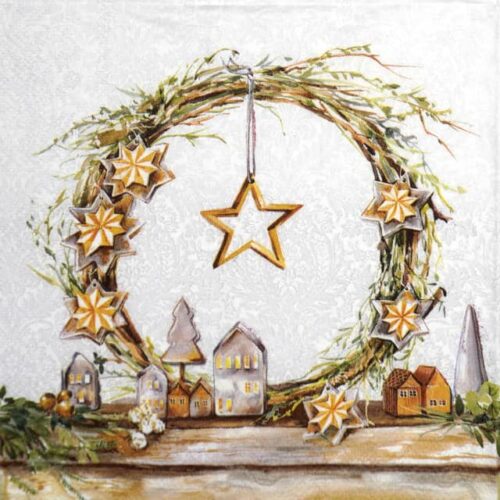 Paper Napkin - Bright Shine gold wreath