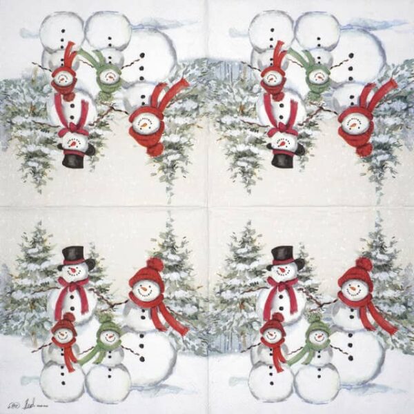 Paper Napkin - Snowmen Family