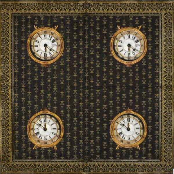 Paper Napkin - Golden Clock black gold