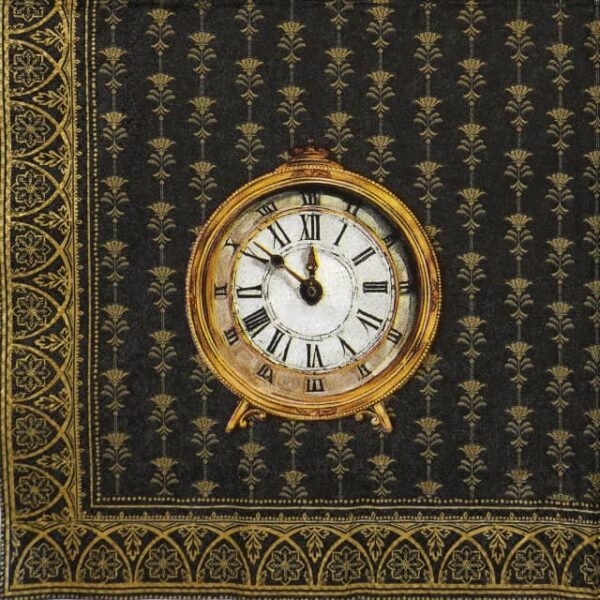 Paper Napkin - Golden Clock black gold