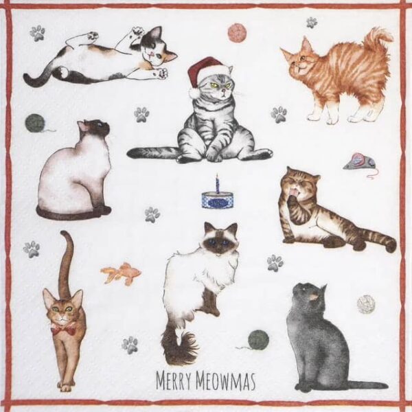 Paper Napkin - Merry Meowmas