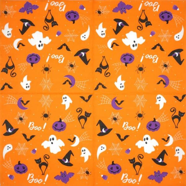 Paper Napkin - Halloween Graphics on Orange