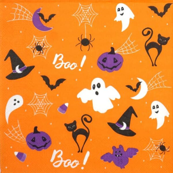 Paper Napkin - Halloween Graphics on Orange