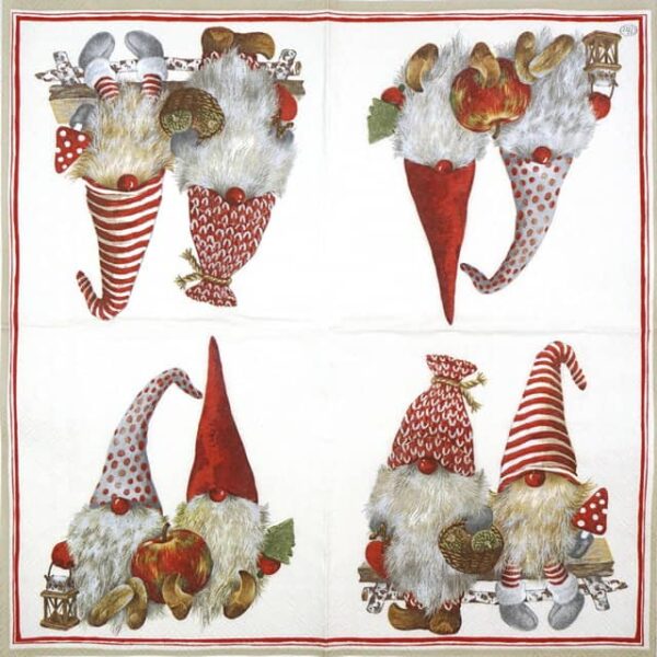 Paper Napkins - Friendly Tomte red  (20 pieces)