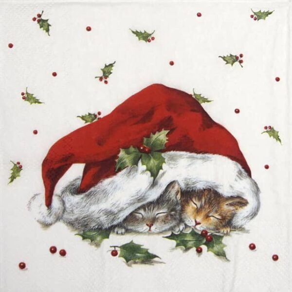 Paper Napkins - Sweet Christmas Cats (20 pieces)