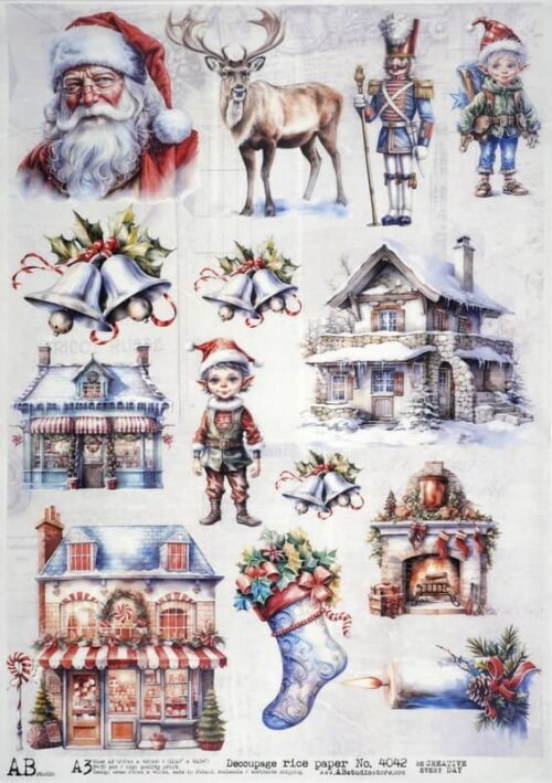 Decoupage Rice Paper  A/3  - Christmas Eve - 4042